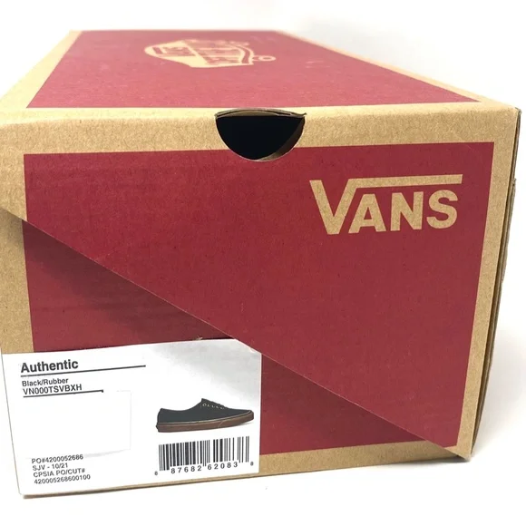 VANS Authentic Black Rubber Men’s Low Top Canvas Sneakers Skate Size VN000TSVBXH - Picture 9 of 10